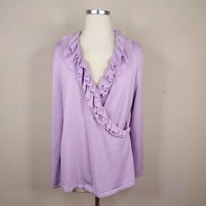 Jones Wear Faux Wrap Sweater Ruffled